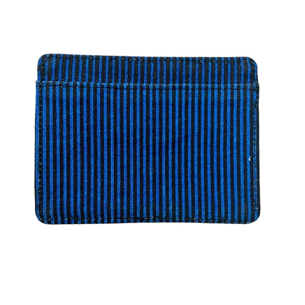 New TO THE MARKET Organic Cotton Slim Cardholder One Size Black & Navy Pinstripe